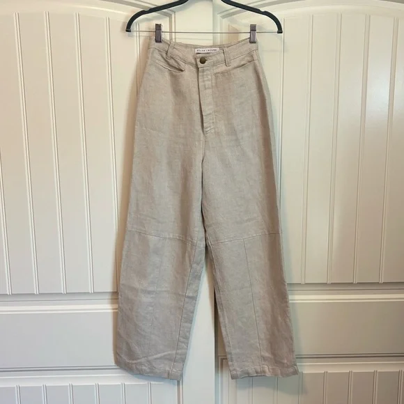 Selva / Negra Jessie linen utility pant in color ecru high rise wide leg size 2 - Picture 2 of 8